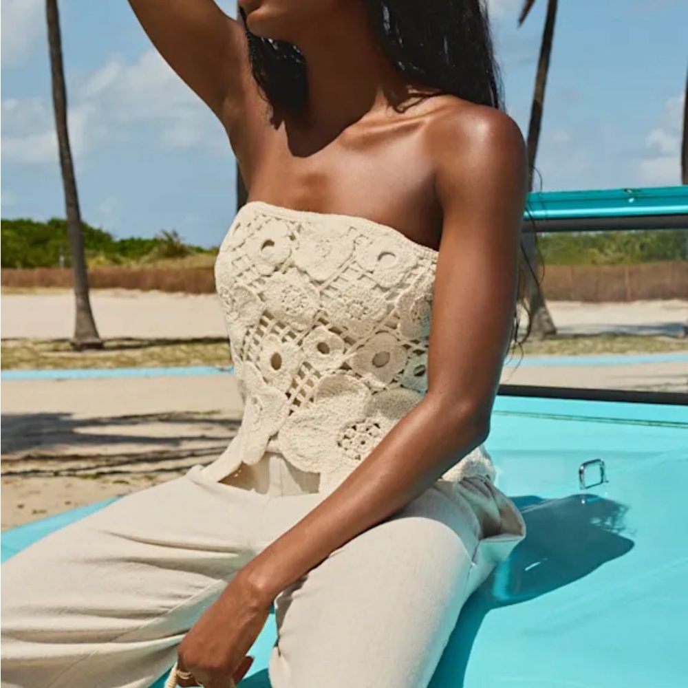 Elegant Cream Lace Tube Top